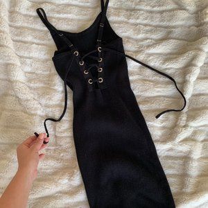 Mini Black Dress - Tie Back